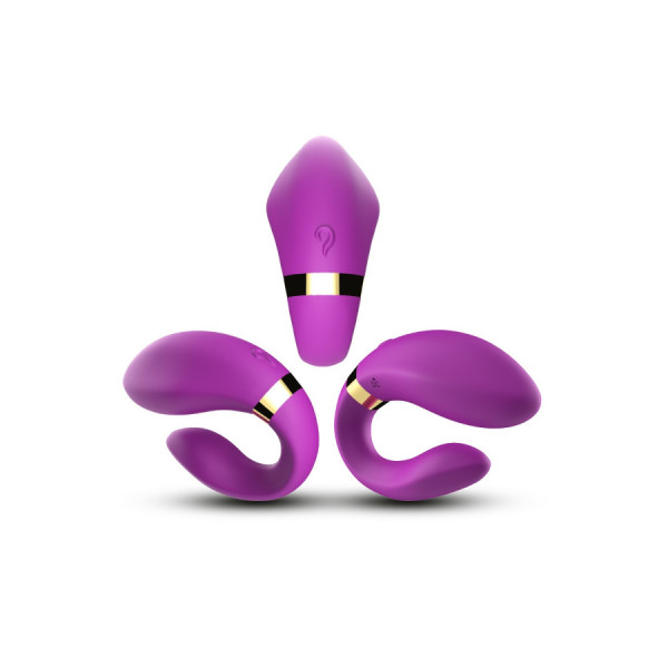 Vibromasseur forme U Violet pour couple avec double moteurs 